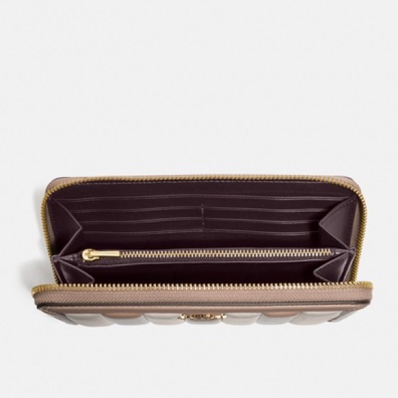 Coach Accordion Zip Wallet Color block Quilting Taupe Multi Leather Medium NWT - Picture 2 of 2